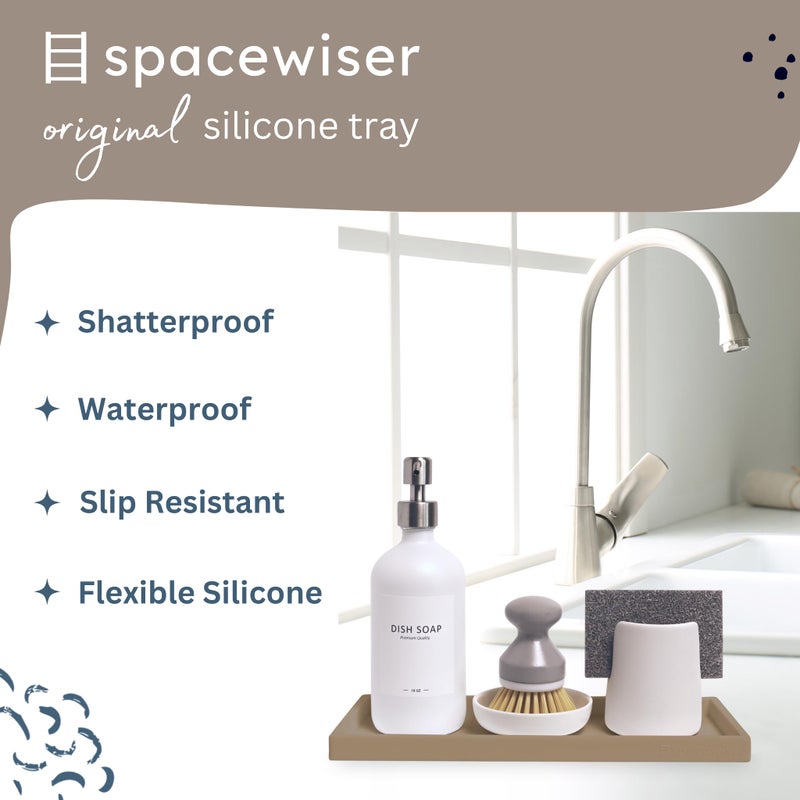 Spacewiser Countertop and Vanity Tray - 11.7"" Shatterproof Bathroom Tray, Flexible Silicone Soap Tray for Kitchen, Toilet Tank Tray, Bathroom Trays for Counter, Perfume Candle Key Valet Tray - Image 2